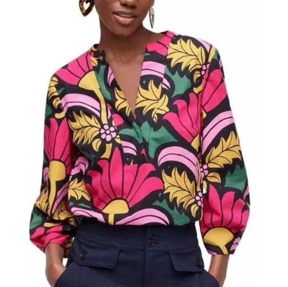 J. Crew Tops - J. Crew Open V-neck Cotton Poplin Top in Ratti® Grandi Fiori